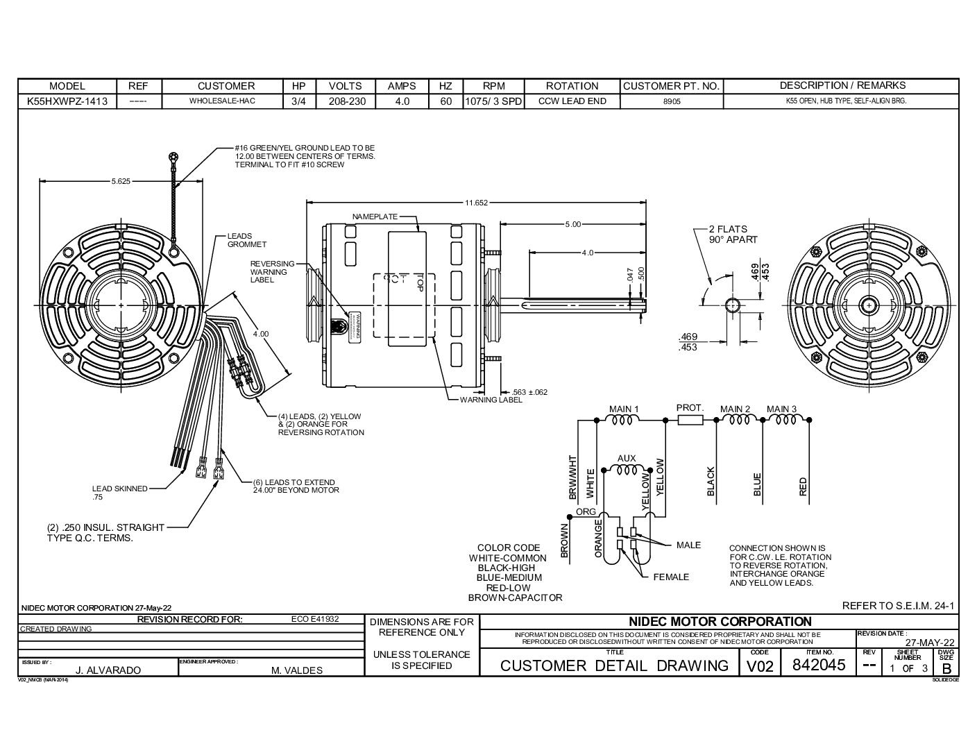 MOTOR MODELO 8905 0.75HP 208-230V/1/60 - Image 2